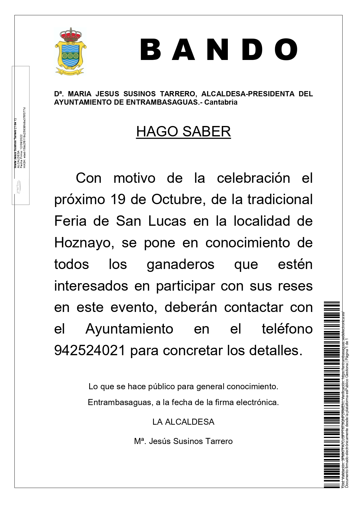 Bando ganaderos fiesta de San Lucas