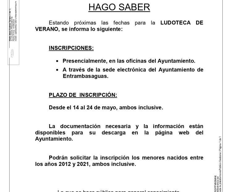 Ludoteca de verano Entrambasaguas 2024